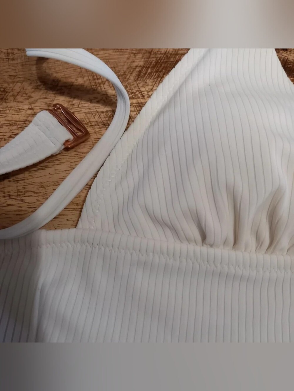 Shade & Shore White Ribbed Triangle Bikini Set - Picture 2 of 4